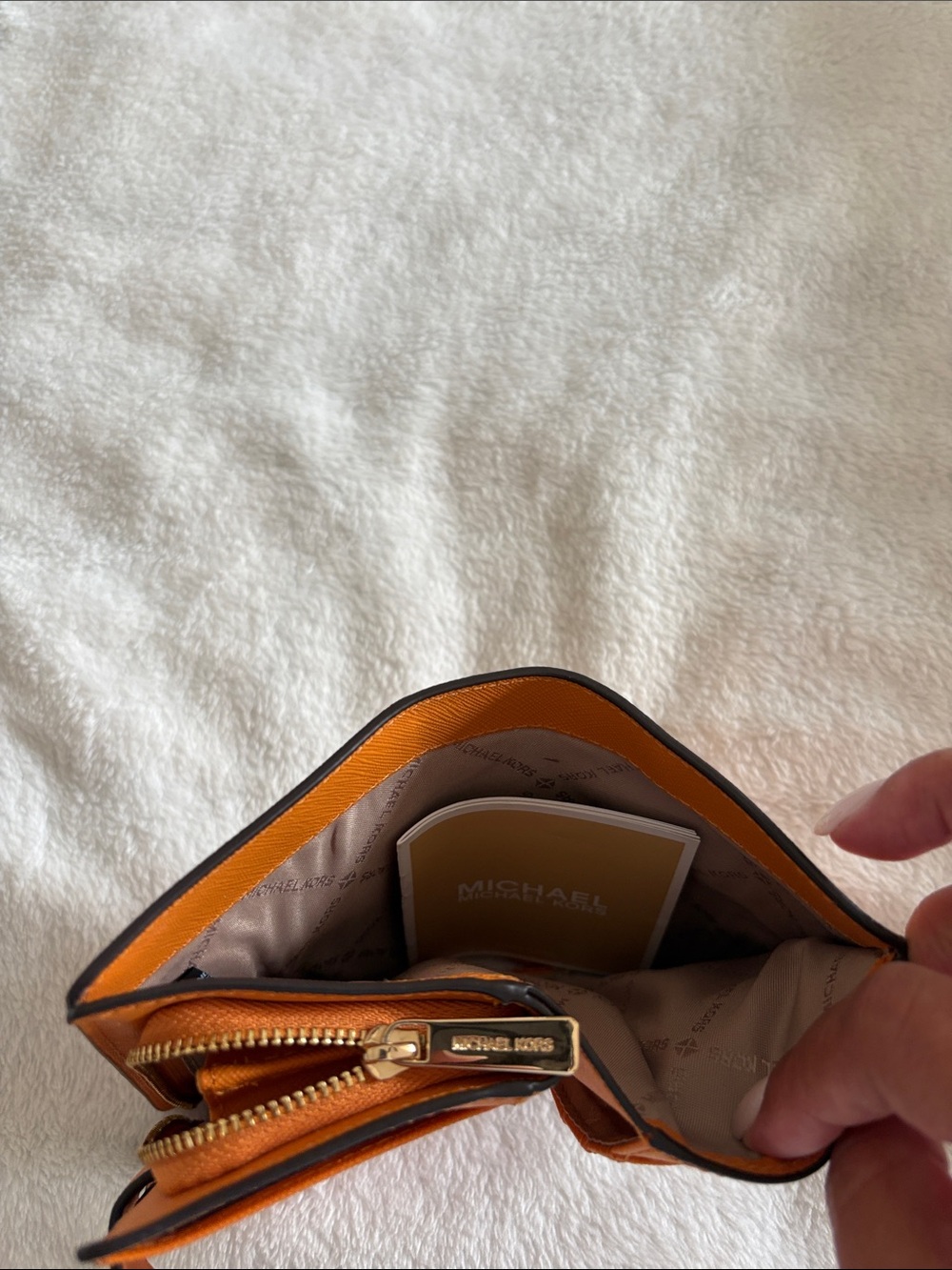 Michael Kors Orange Saffiano Zip-Around Wallet - Picture 5 of 6